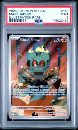 2025 Pokemon Mega MEG En Marshadow Illustration Rare #146 PSA 9 Mint - Image 1