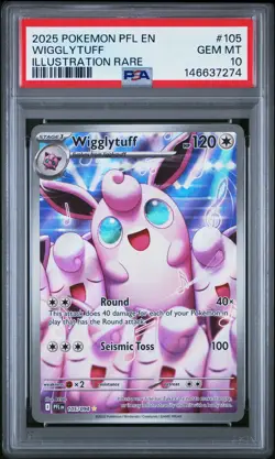 2025 POKEMON PFL EN-PHANTASMAL FLAMES ILLUSTRATION RARE #105 WIGGLYTUFF PSA 10 - Image 1