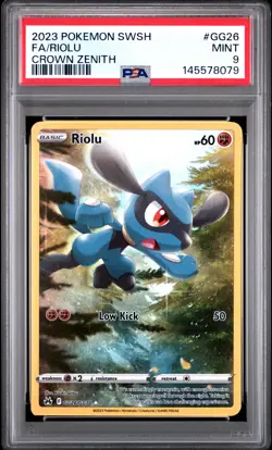 2023 POKEMON SWORD & SHIELD CROWN ZENITH #GG26 FULL ART/RIOLU PSA 9 - Image 1