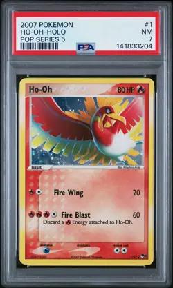2007 POKEMON POP SERIES 5 #1 HO-OH-HOLO PSA 7 - Image 1