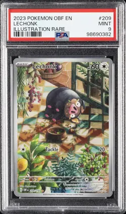 2023 POKEMON OBF EN-OBSIDIAN FLAMES ILLUSTRATION RARE #209 LECHONK PSA 9 - Image 1