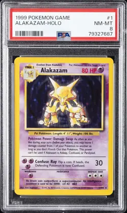 1999 POKEMON BASE SET UNLIMITED #1 ALAKAZAM-HOLO PSA 8 - Image 1