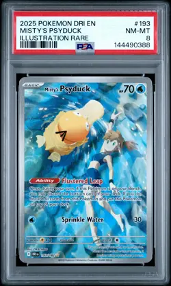 2025 POKEMON DRI EN-DESTINED RIVALS ILLUSTRATION RARE #193 MISTY'S PSYDUCK PSA 8 - Image 1