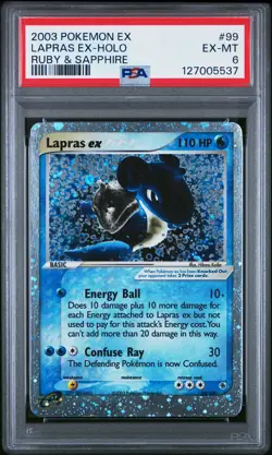 2003 POKEMON EX RUBY & SAPPHIRE #99 LAPRAS EX-HOLO PSA 6 - Image 1