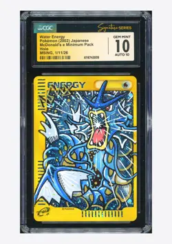 Pokemon CGC 10 GEM AUTO 10 Water Energy Holo Gyarados Msing 2002 McDonald's JPN - Image 1