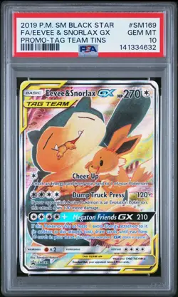 2019 POKEMON SM BLACK STAR PROMO #SM169 FULL ART/EEVEE & SNORLAX GX PSA 10 - Image 1