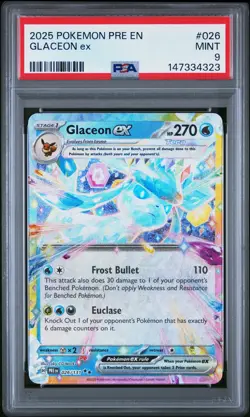 2025 POKEMON PRE EN-PRISMATIC EVOLUTIONS #026 GLACEON EX PSA 9 - Image 1