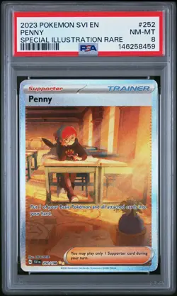 2023 POKEMON SVI EN-SCARLET & VIOLET SPECIAL ILLUSTRATION RARE #252 PENNY PSA 8 - Image 1