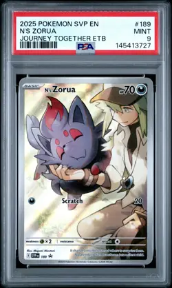 2025 POKEMON SVP EN-SV BLACK STAR PROMO #189 N'S ZORUA PSA 9 - Image 1