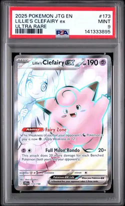 2025 POKEMON JTG EN-JOURNEY TOGETHER ULTRA RARE #173 LILLIE'S CLEFAIRY EX PSA 9 - Image 1