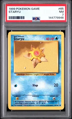 1999 POKEMON BASE SET UNLIMITED #65 STARYU PSA 7 - Image 1