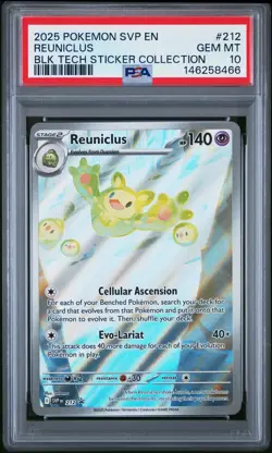 2025 POKEMON SVP BLACK BOLT TECH STICKER COLLECTION #212 REUNICLUS PSA 10 - Image 1