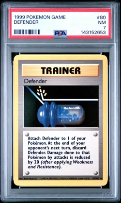 1999 POKEMON BASE SET UNLIMITED #80 DEFENDER PSA 7 - Image 1