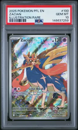 2025 POKEMON PFL EN-PHANTASMAL FLAMES ILLUSTRATION RARE #100 ZACIAN PSA 10 - Image 1