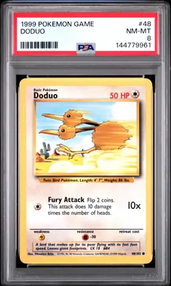 1999 POKEMON BASE SET UNLIMITED #48 DODUO PSA 8 - Image 1