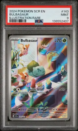 2024 POKEMON SCR EN-STELLAR CROWN ILLUSTRATION RARE #143 BULBASAUR PSA 9 - Image 1