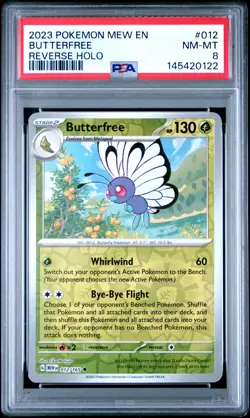 2023 POKEMON MEW EN-151 REVERSE HOLO #012 BUTTERFREE PSA 8 - Image 1