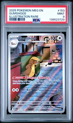 2025 POKEMON MEG EN-MEGA EVOLUTION ILLUSTRATION RARE #153 GUMSHOOS PSA 9 - Image 1