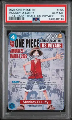 2026 ONE PIECE PROMOS COLLEGE BASKETBALL : US VOYAGE MONKEY D. LUFFY PSA 10 - Image 1