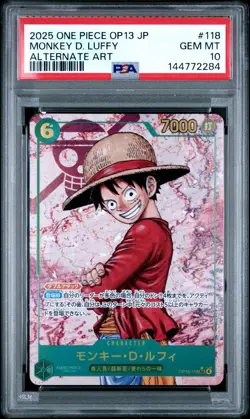 2025 ONE PIECE JPN CARRYING ON HIS WILL ALT ART #118 MONKEY D. LUFFY PSA 10 - Image 1