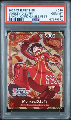 2024 One Piece En Monkey D Luffy Bandai Card Games Fest #080 PSA 10 Gem Mint - Image 1