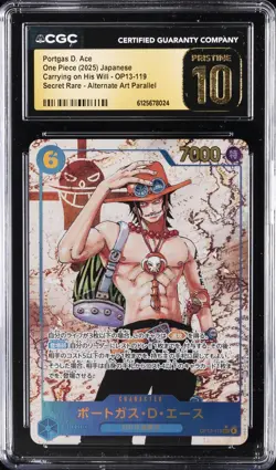 2025 ONE PIECE JPN CARRYING ON HIS WILL ALT ART PORTGAS D. ACE CGC 10 PRISTINE - Image 1