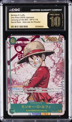 2025 ONE PIECE JPN CARRYING ON HIS WILL ALT ART MONKEY D LUFFY CGC 10 PRISTINE - Image 1