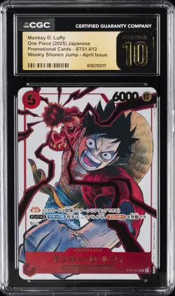 2025 ONE PIECE JPN SHONEN JUMP APRIL #ST01-012 MONKEY D. LUFFY CGC 10 PRISTINE - Image 1