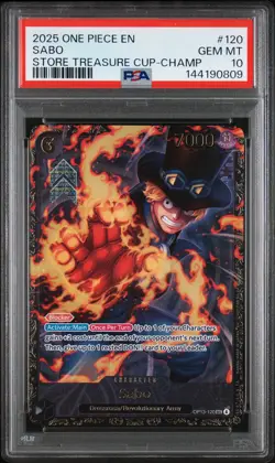 2025 ONE PIECE PROMOS STORE TREASURE CUP-CHAMPIONSHIP #120 SABO PSA 10 - Image 1