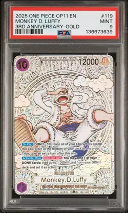 2025 ONE PIECE A FIST OF DIVINE SPEED 3RD ANNIVERSARY-GOLD MONKEY D. LUFFY PSA 9 - Image 1
