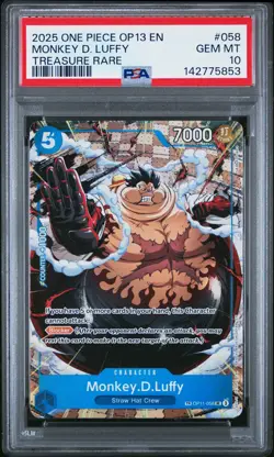 2025 ONE PIECE OP13-CARRYING ON HIS WILL TREASURE RARE MONKEY D. LUFFY PSA 10 - Image 1