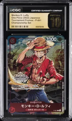 2022 ONE PIECE JPN TOURNAMENT PROMOS CHAMP SET MONKEY D. LUFFY CGC 10 PRISTINE - Image 1