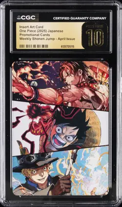 2025 ONE PIECE JPN PROMO WEEKLY SHONEN APRIL INSERT ART CARD CGC 10 PRISTINE - Image 1
