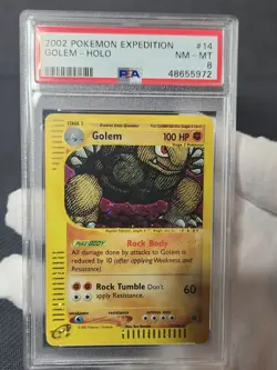 2002 Pokemon Expedition Golem Holo Rare #14 PSA 8 Graded Pokemon Card eReader - Image 1