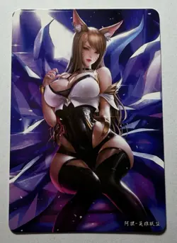 SEXY HEROINE WAIFU Ahri LEAGUE OF LEGENDS ACG PREMIUM HOLOFOIL CARD NM - Image 2