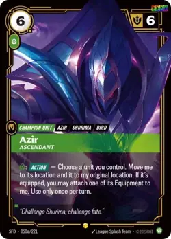 Azir - Ascendant (Alternate Art) [SFD - 050a/221] - NM [Foil] TCG Riftbound - Image 1