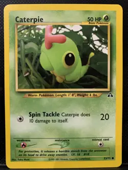 Pokemon TCG Caterpie Neo Discovery Card 53/75 Vintage Pokemon 2001 Yuka Morii NM - Image 1