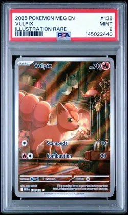 2025 Pokemon Mega MEG En Vulpix Illustration Rare #138 PSA 9 Mint - Image 1