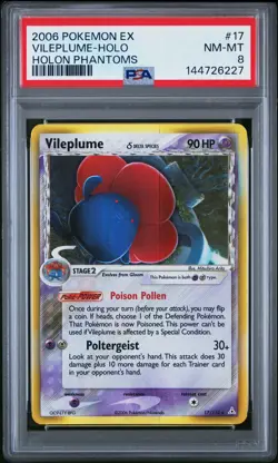 2006 POKEMON EX HOLON PHANTOMS #17 VILEPLUME-HOLO PSA 8 - Image 1