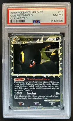 2010 Pokemon HeartGold & SoulSilver Undaunted Umbreon Holo #86/90 PSA 8 - Image 1