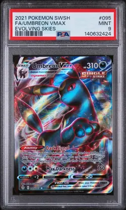 2021 POKEMON SWORD & SHIELD EVOLVING SKIES #095 FULL ART/UMBREON VMAX PSA 9 - Image 1