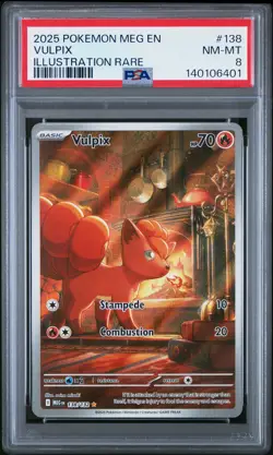 2025 POKEMON MEG EN-MEGA EVOLUTION ILLUSTRATION RARE #138 VULPIX PSA 8 - Image 1