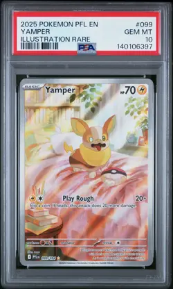 2025 POKEMON PFL EN-PHANTASMAL FLAMES ILLUSTRATION RARE #099 YAMPER PSA 10 - Image 1