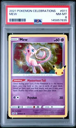 2021 POKEMON CELEBRATIONS #011 MEW PSA 8 - Image 1