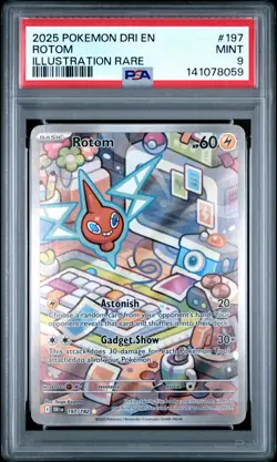 2025 POKEMON DRI EN-DESTINED RIVALS ILLUSTRATION RARE #197 ROTOM PSA 9 - Image 1