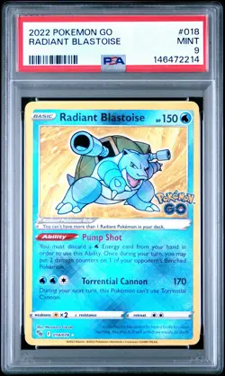 2022 POKEMON GO #018 RADIANT BLASTOISE PSA 9 - Image 1