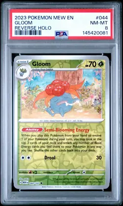 2023 POKEMON MEW EN-151 REVERSE HOLO #044 GLOOM PSA 8 - Image 1