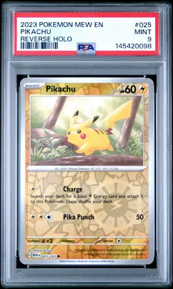 2023 POKEMON MEW EN-151 REVERSE HOLO #025 PIKACHU PSA 9 - Image 1