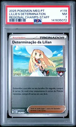 2025 POKEMON PORTUGUESE MEG PT-MEGA EVOLUTION #119 LILLIE'S DETERMINATION PSA 7 - Image 1