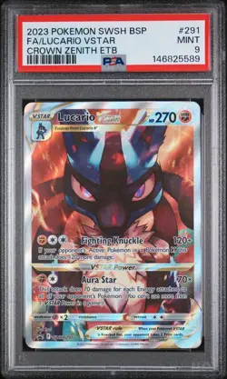 2023 POKEMON SWSH BLACK STAR PROMO #291 FULL ART/LUCARIO VSTAR PSA 9 - Image 1
